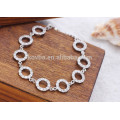 fashion simple design 925 sterling silver bracelet with rings chain